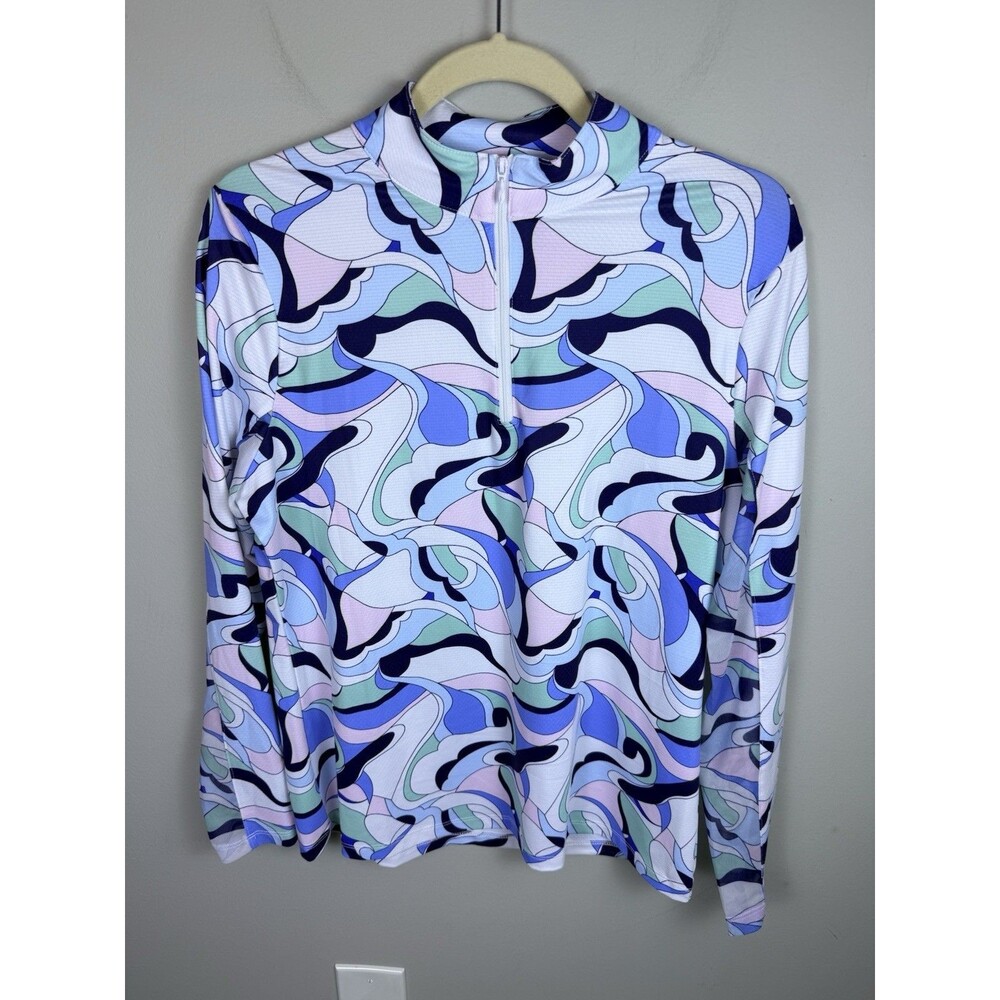 X By Gottex Pullover Top Medium 1/4 Zip Long Sleeve Golf Tennis Mesh Outdoor